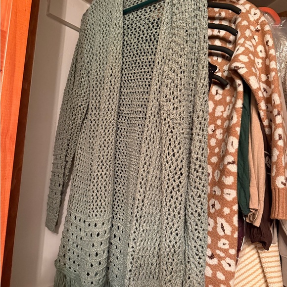 Francesca's Collections Open Knit Cardigan in Light Green - Picture 1 of 1